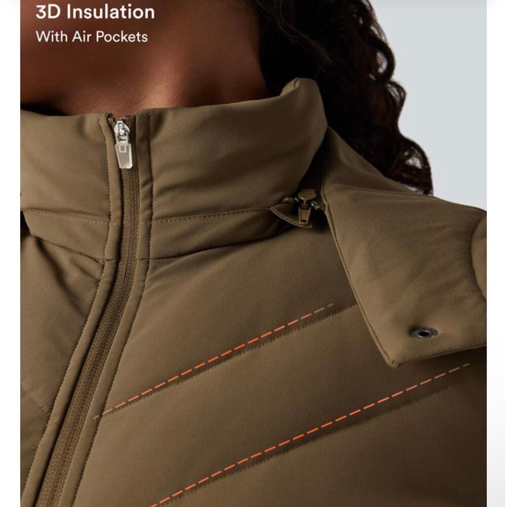 New Halara PuffFlex Removable Hood Shirred Casual Padded Jacket with Pockets - Picture 3 of 10